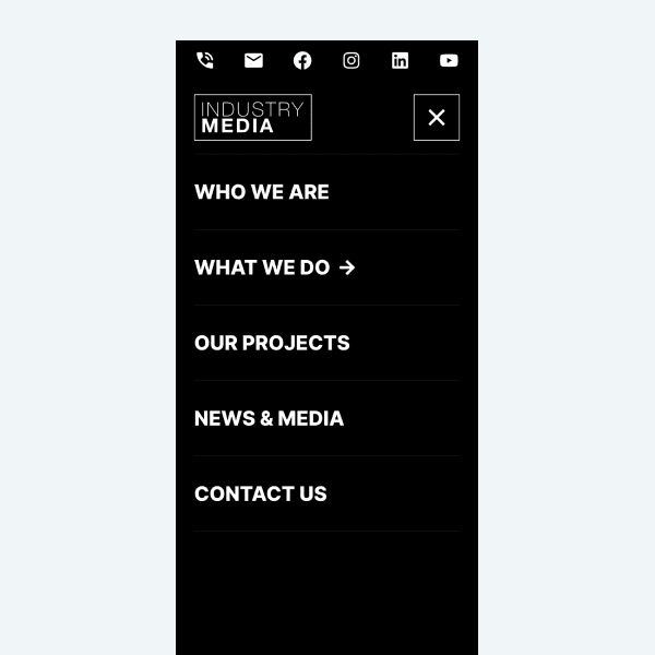 A screenshot of the mobile menu opened